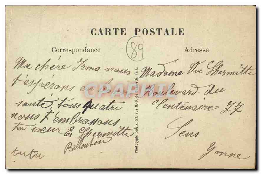 CPA Auxerre rue du Pont et Tour de l'eglise St Pierre  — Verso
