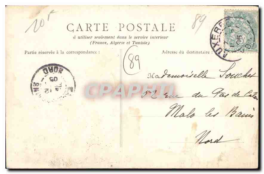 CPA Auxerre eglise Saint Eusebe  — Verso