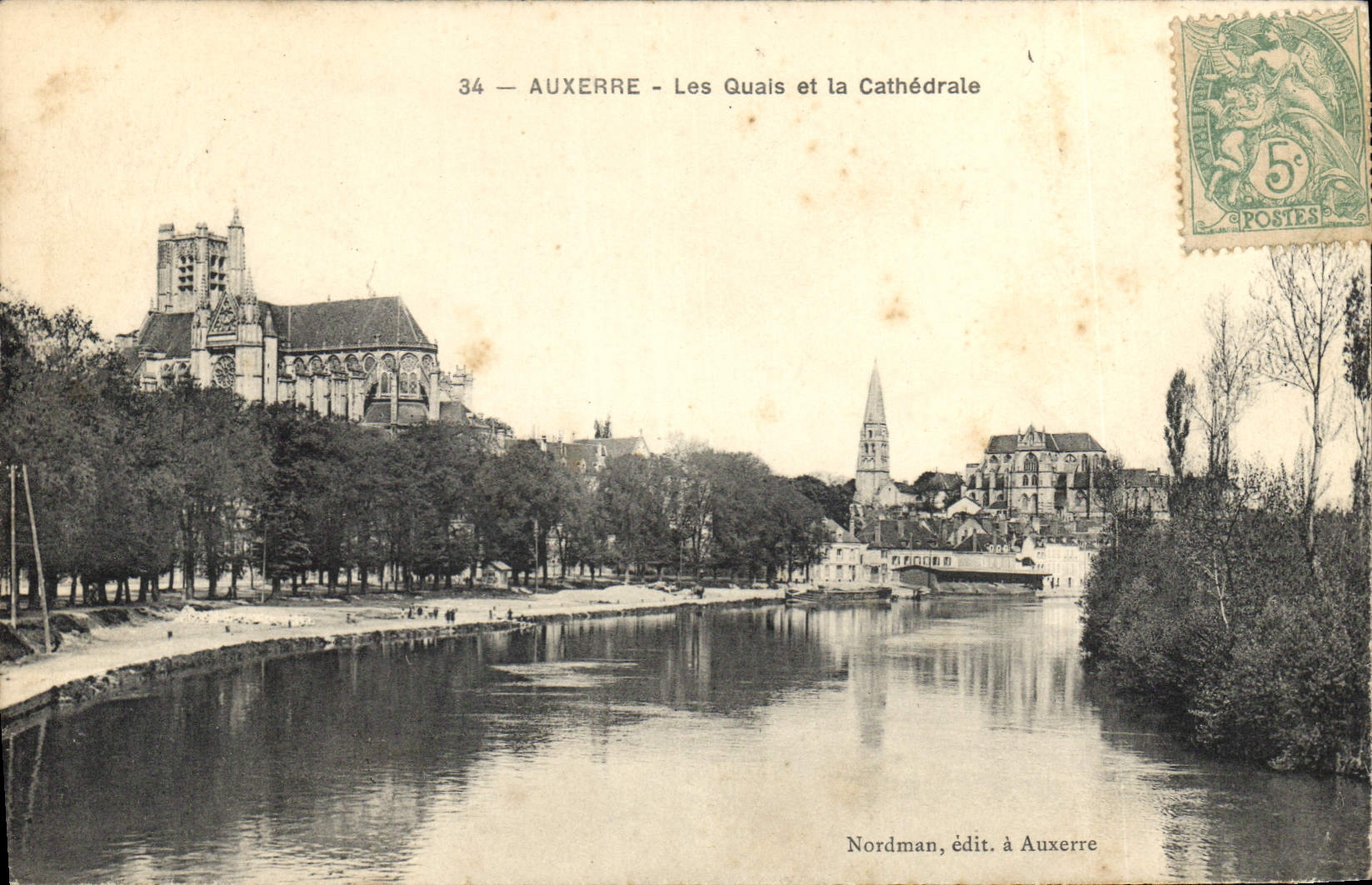 Auxerre - Les Quais et la Cathédrale — Nordman, édit. à Auxerre, n°34