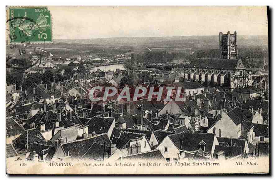 Auxerre — Vue prise du Belvédère Manificier vers l'Église Saint-Pierre — ND. Phot. n°138