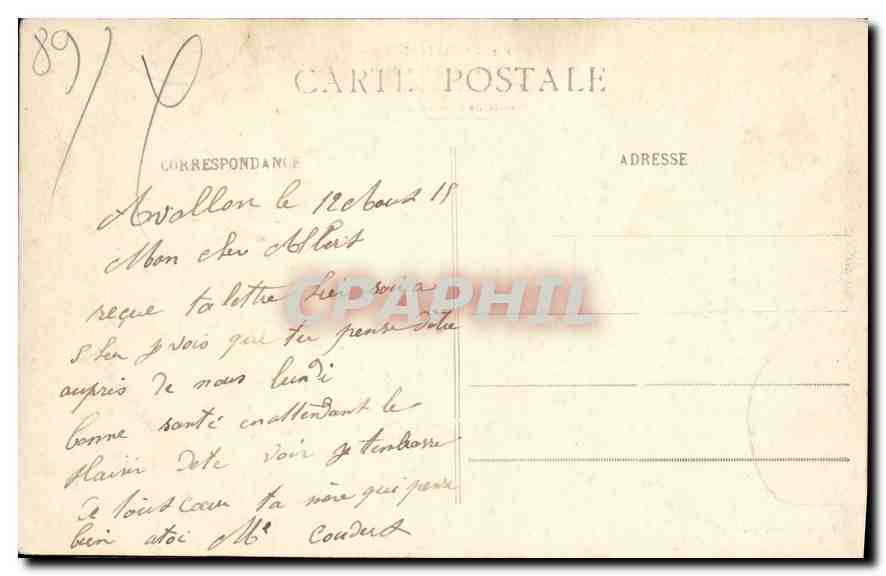 Avallon — Vallée du Cousin, un coin pittoresque — Pothain, Édit., Avallon, n°132 — Verso
