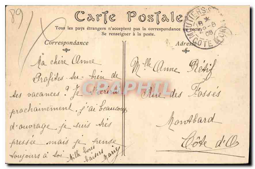 CPA Avallon Vue prise des Terreaux de la Petite Porte  — Rückseite