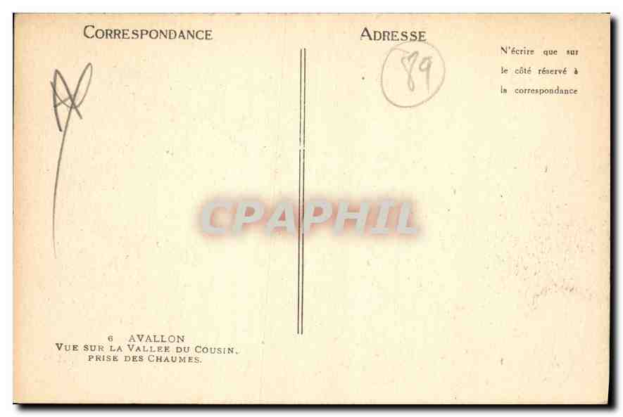 Vue sur la vallée du Cousin — prise des Chaumes — 6 Avallon — Verso