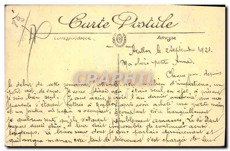 CPA Avallon Promenade des Terreaux de la Petite Porte  — Rückseite
