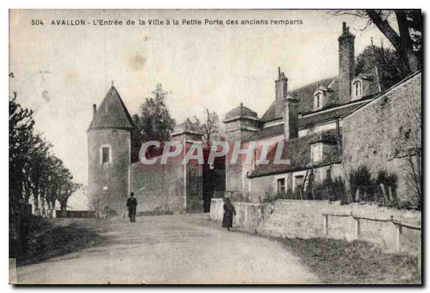 Avallon - L'Entrée de la Ville à la Petite Porte des anciens remparts — éditeur Lib. pap. Pothain frères, n° 504