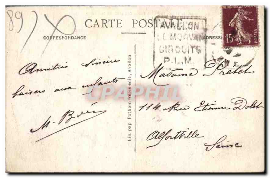 Avallon - L'Entrée de la Ville à la Petite Porte des anciens remparts — éditeur Lib. pap. Pothain frères, n° 504 — Reverso