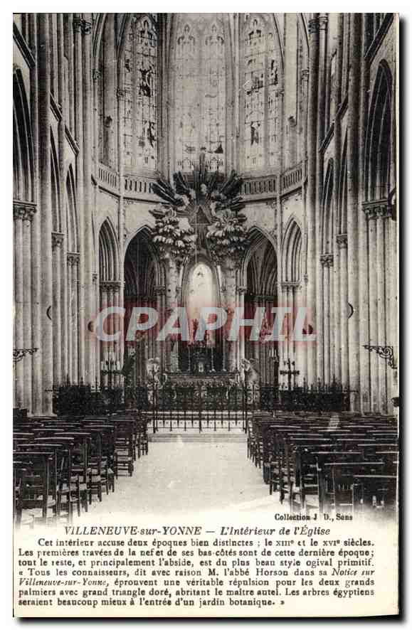 Villeneuve-sur-Yonne — L'Intérieur de l'Église — Collection J. D., Sens