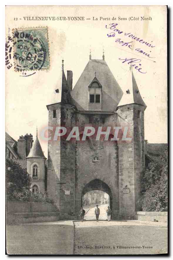 Villeneuve-sur-Yonne — Die Pforte von Sens (Nordseite) — Lib.-Imp. BÉSETON, in Villeneuve-sur-Yonne