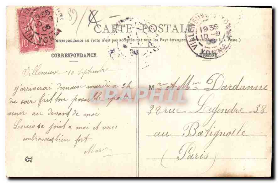 Villeneuve-sur-Yonne — Porte de Sens (côté Sud) — Lib.-Imp. Bénéton, à Villeneuve-sur-Yonne — Reverso