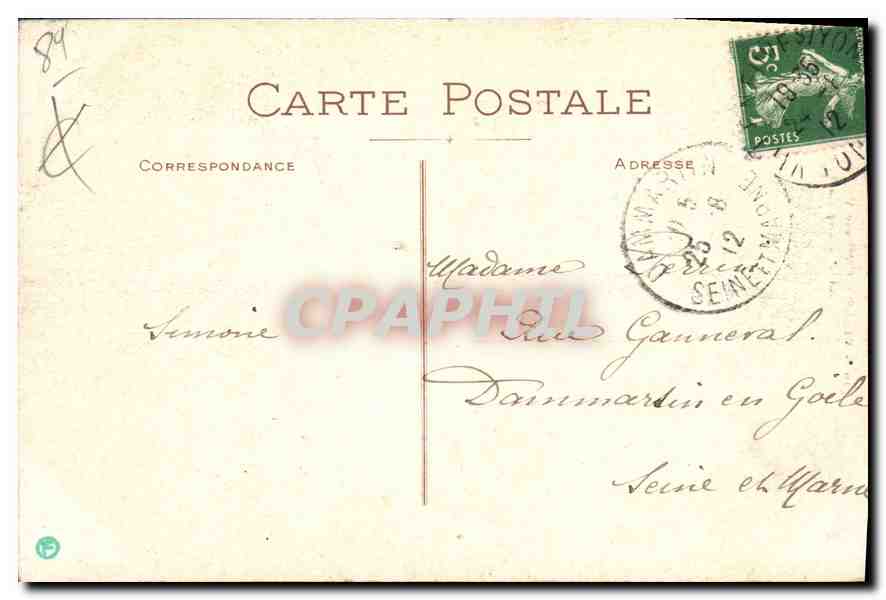 Villeneuve-sur-Yonne — Porte de Sens, XIIIe siècle, Côté intérieur — Éditeur non identifié, n° 10 — Reverso