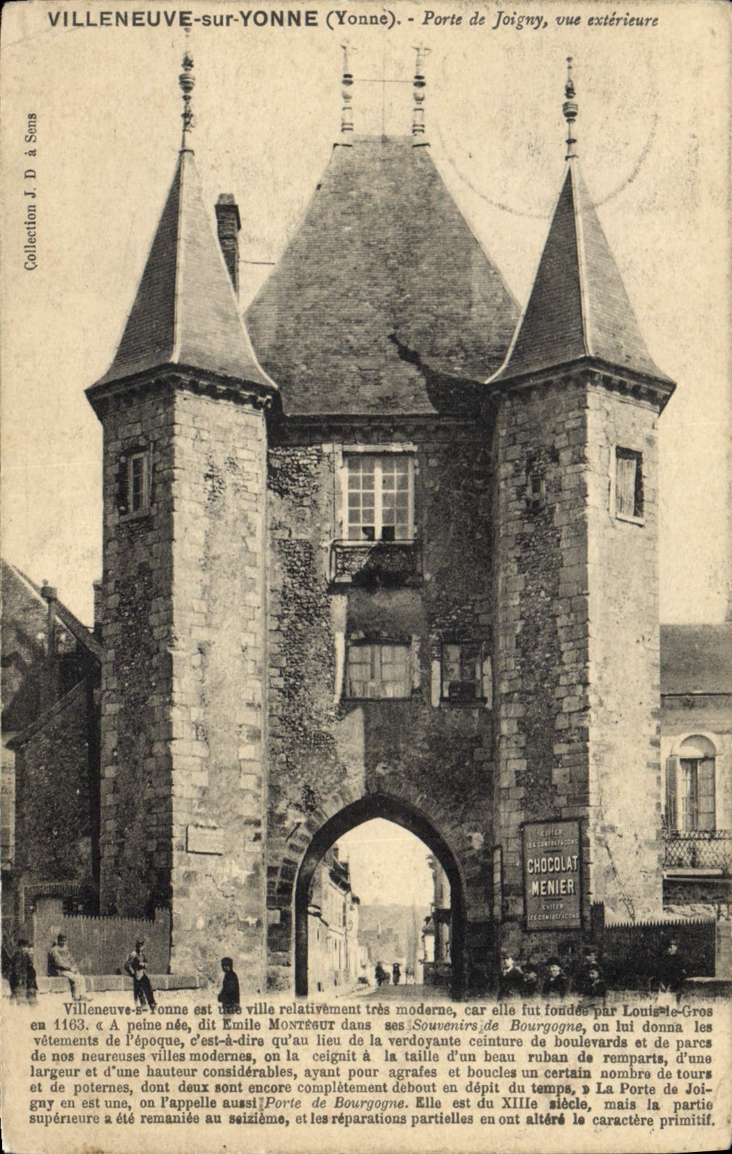 Villeneuve-sur-Yonne (Yonne) - Porte de Joigny, vue extérieure — Louis le Gros, Collection J. D. à Sens