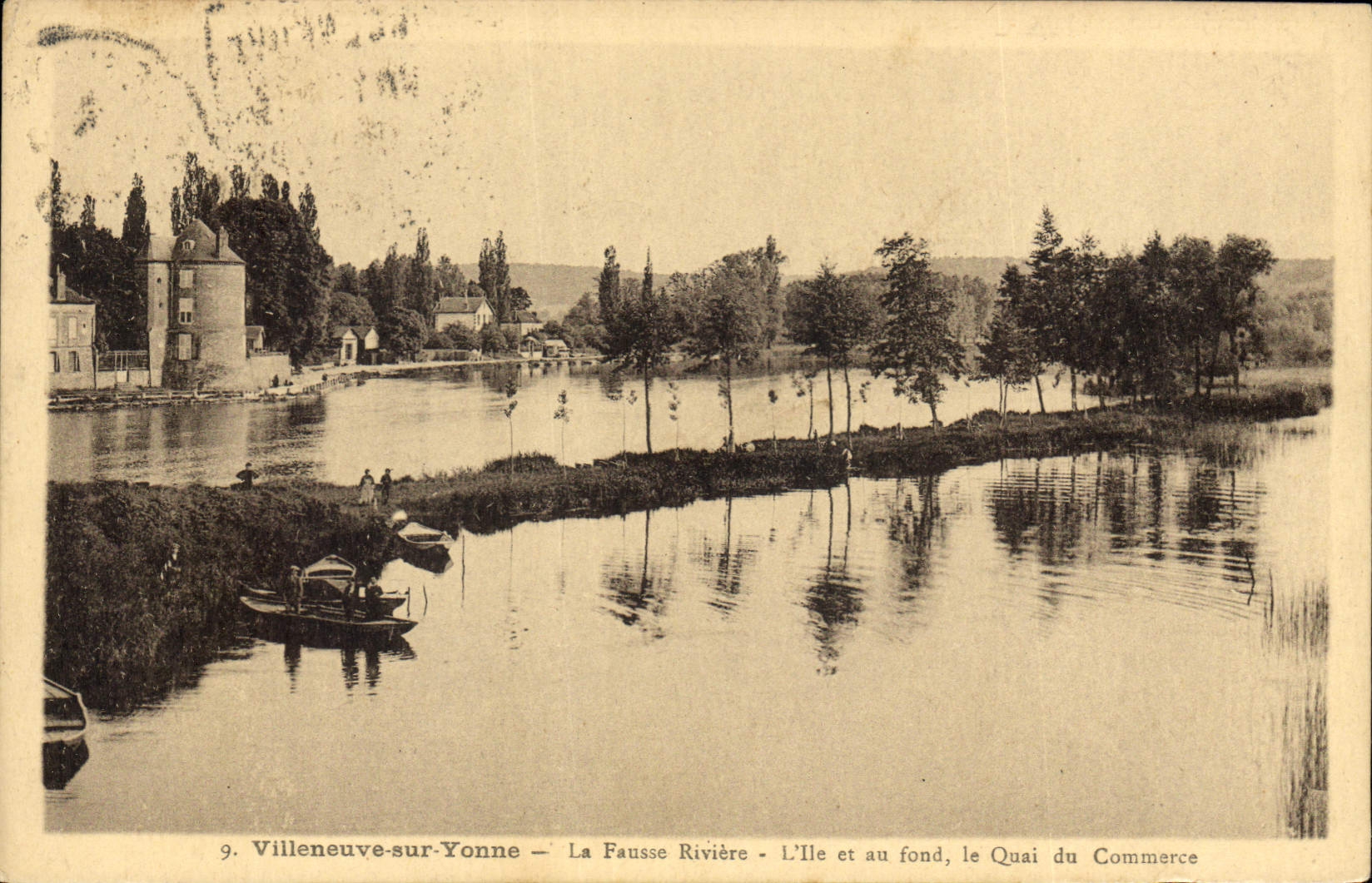 Villeneuve-sur-Yonne — La Fausse Rivière — L'Île et au fond, le Quai du Commerce
