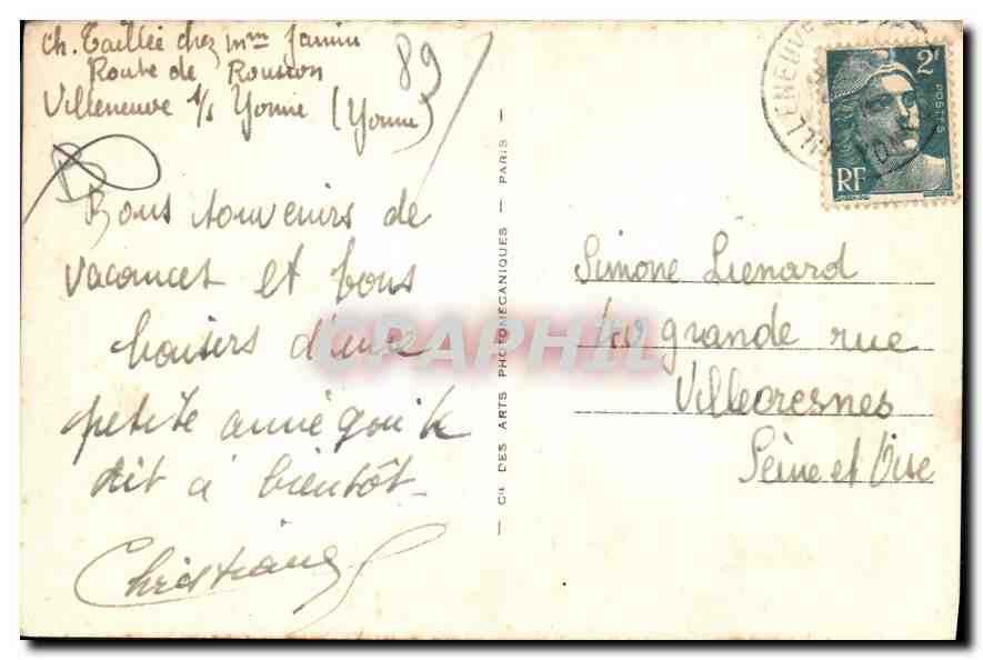 Villeneuve-sur-Yonne — La Rue Carnot hacia la Puerta de Sens — editor CHA.38 — Reverso