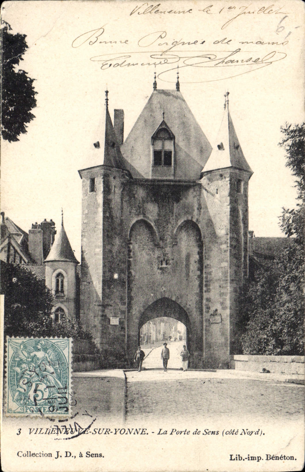 Villeneuve-sur-Yonne — La Porte de Sens (côté Nord) — Lib.-imp. Bénéton
