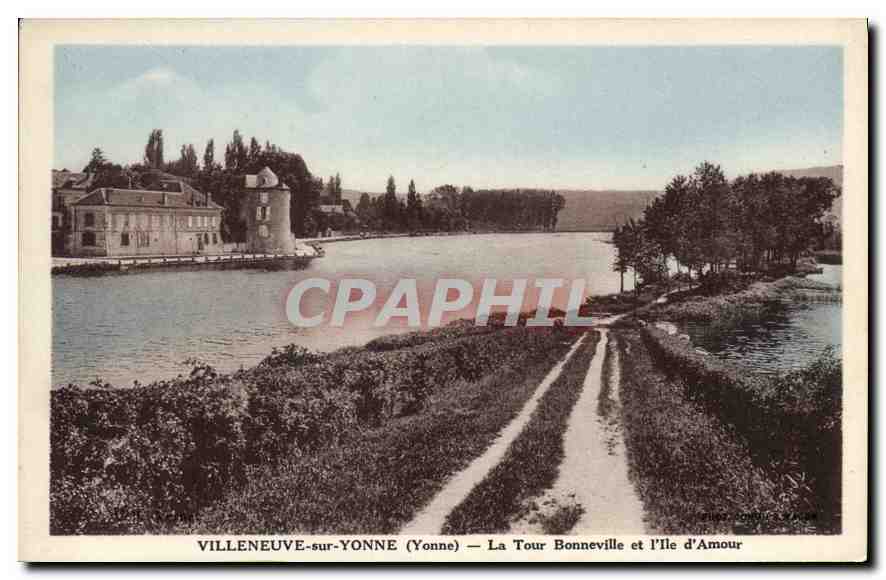 Villeneuve-sur-Yonne (Yonne) — La Tour Bonneville et l'Île d'Amour