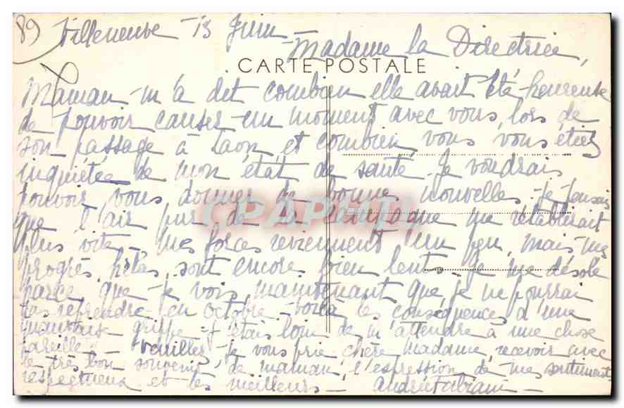 Villeneuve-sur-Yonne (Yonne) — La Tour Bonneville et l'Île d'Amour — Verso