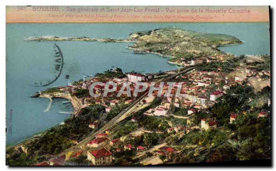 CPA Beaulieu Vue generale et Saint Jean Cap Ferrat Vue prise de la Nouvelle Corniche 