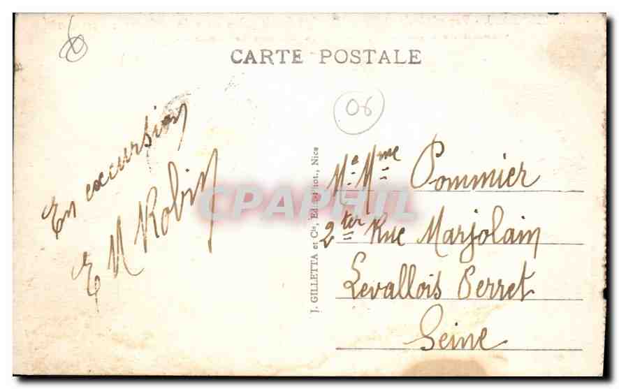 CPA Beaulieu Vue generale et Saint Jean Cap Ferrat Vue prise de la Nouvelle Corniche  — Rückseite