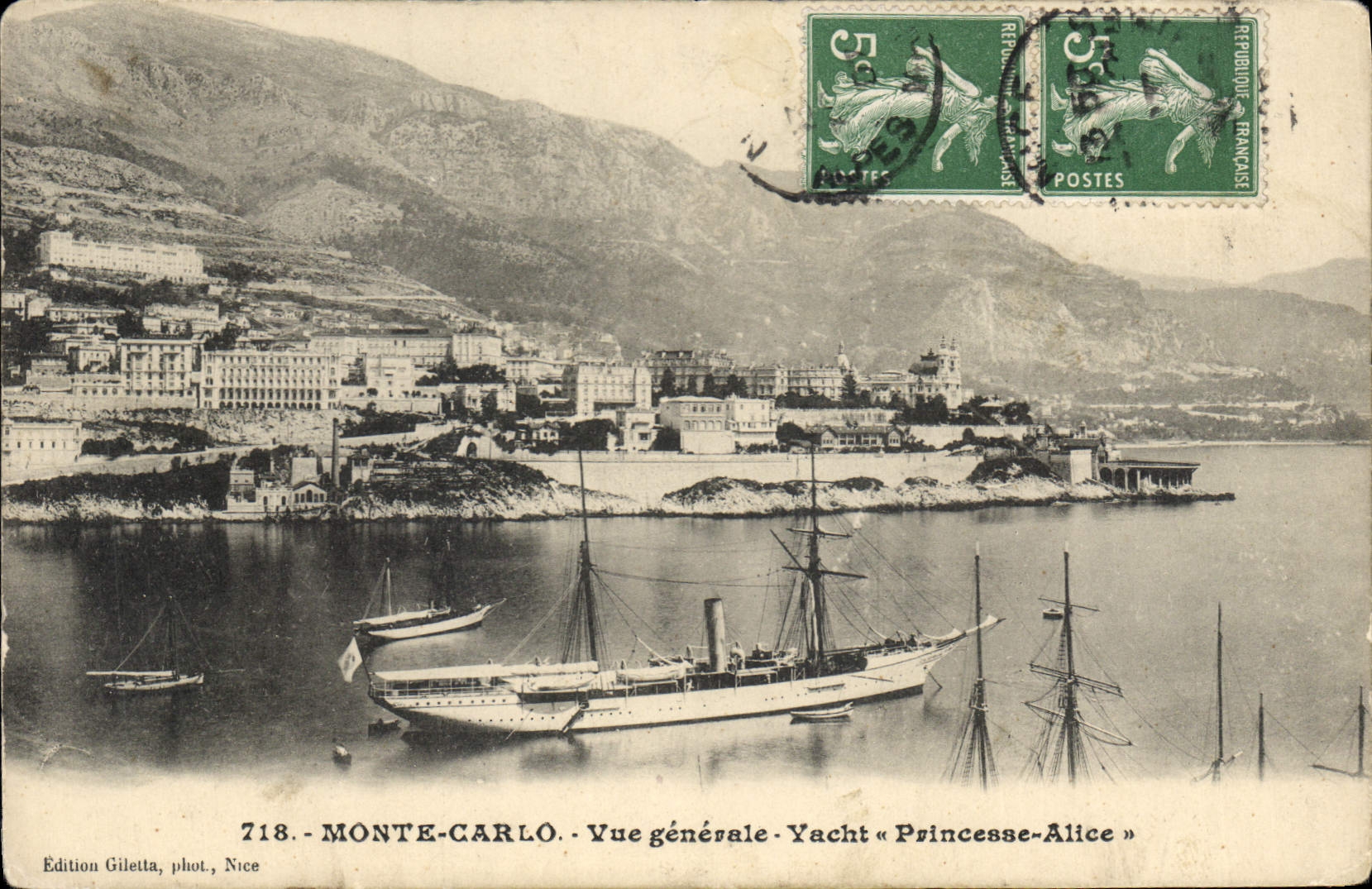 CPA Monte Carlo Vue generale Yacht Princesse Alice Bateau