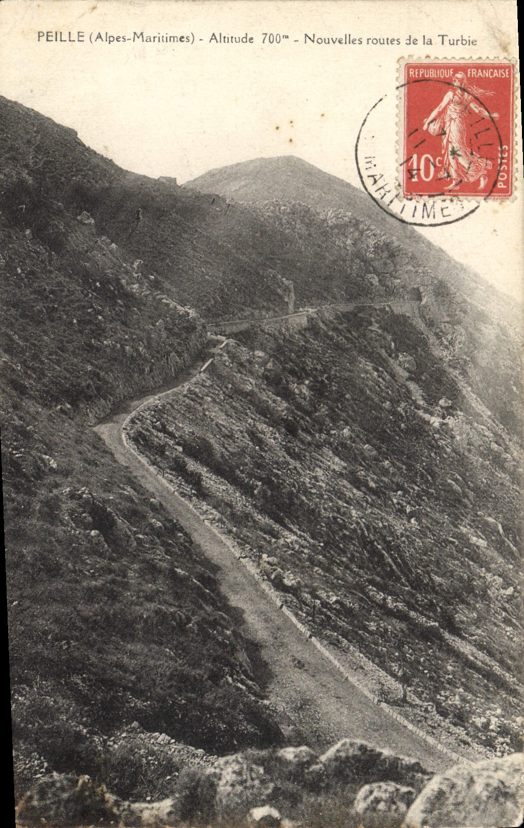 CPA Peille Alpes Maritimes Nouvelles routes de la Turbie 