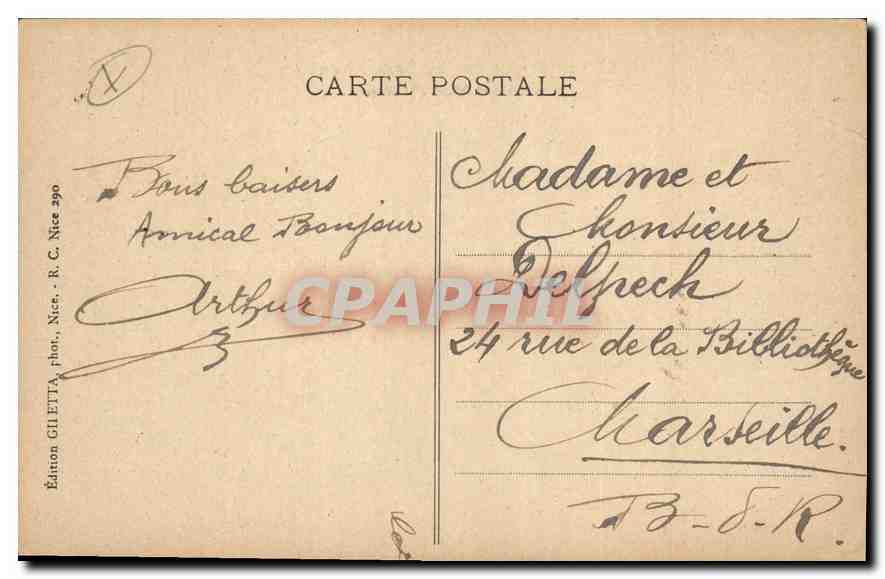 CPA Nice Un coin du jardin Albert 1er — Rückseite