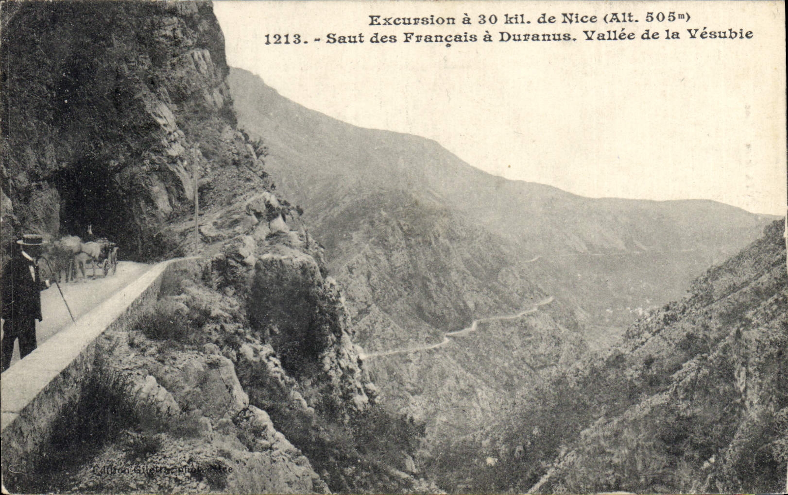 Excursion à 30 kil. de Nice (Alt. 505m) — Saut des Français à Duranus, Vallée de la Vésubie — Éditeur Gilletta, n° 1213