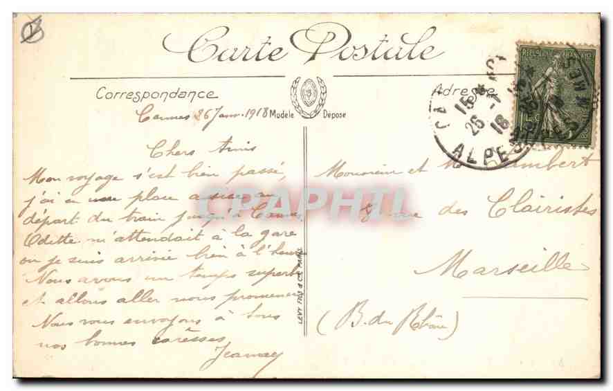 CPA Cannes Vue generale et la Croisette  — Verso