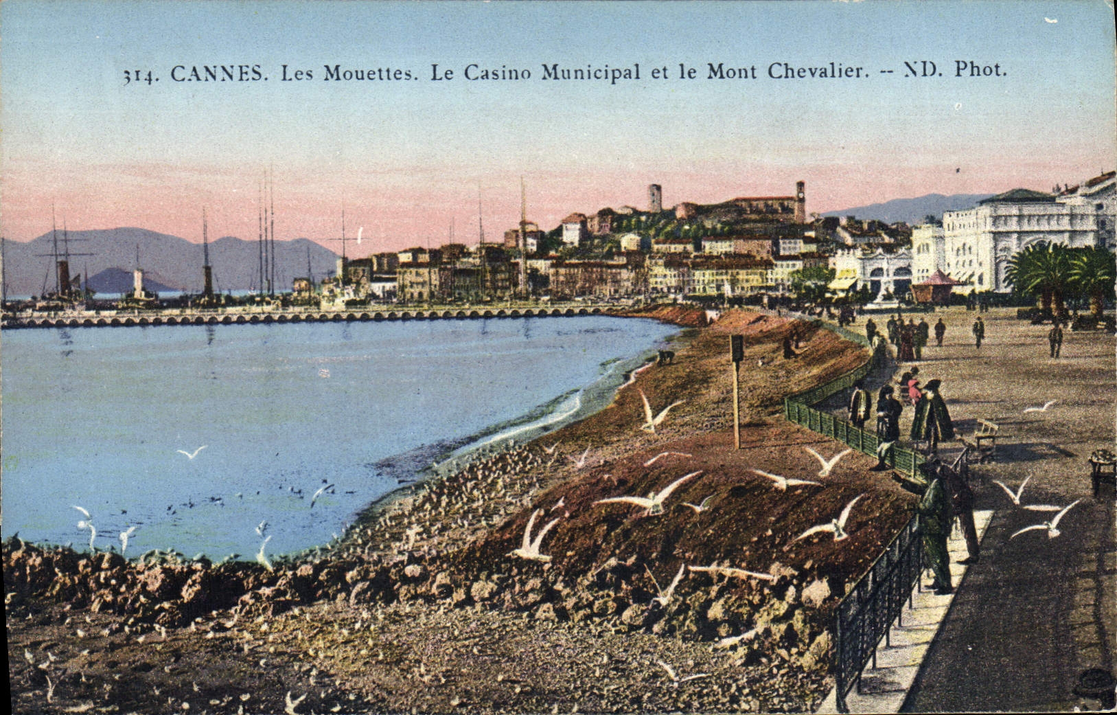 CANNES. Les Mouettes. Le Casino Municipal et le Mont Chevalier. -- ND. Phot.