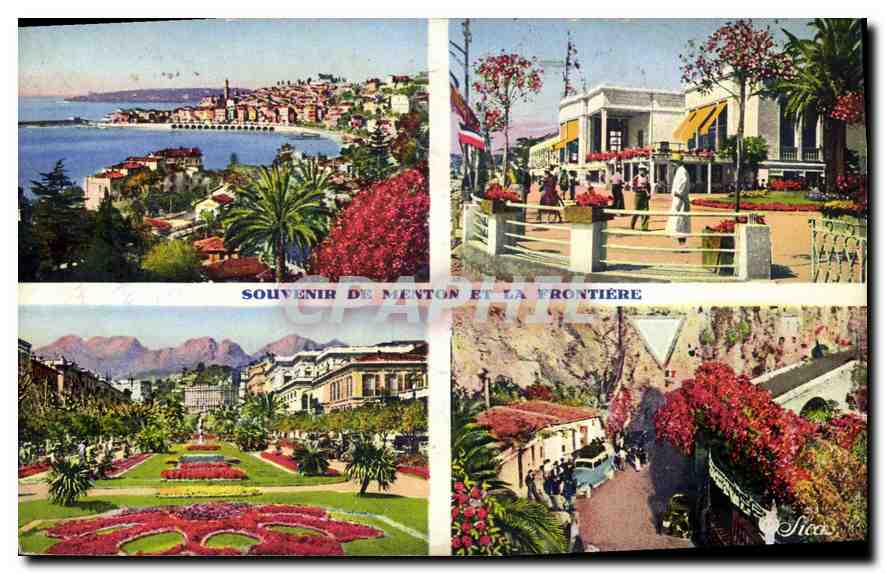 CPA Menton La Ville Les Jardins Le Casino Le Poste Fichliere 