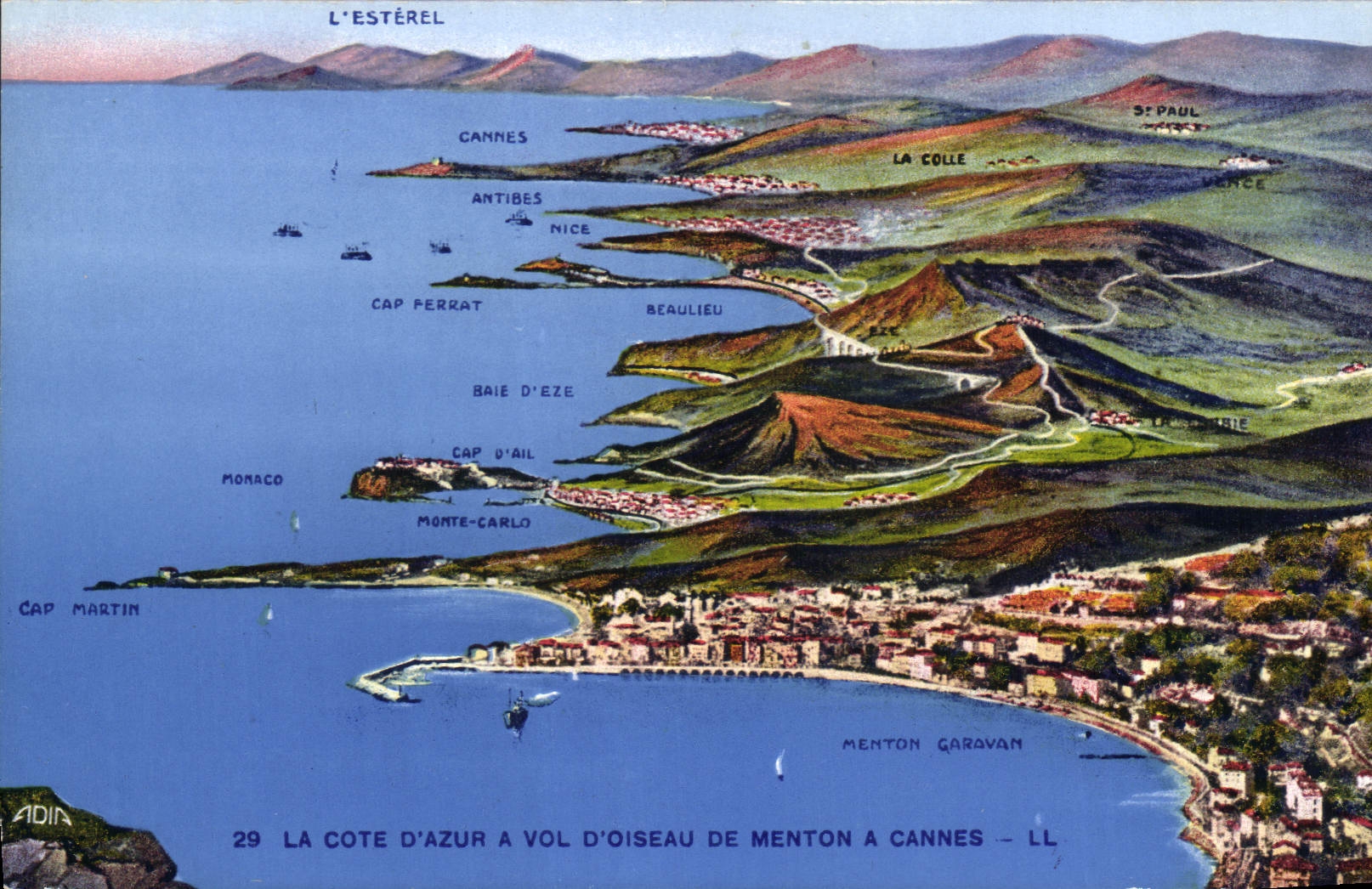 CPA La Cote d'Azur a Vol d'oiseau de Menton a Cannes 