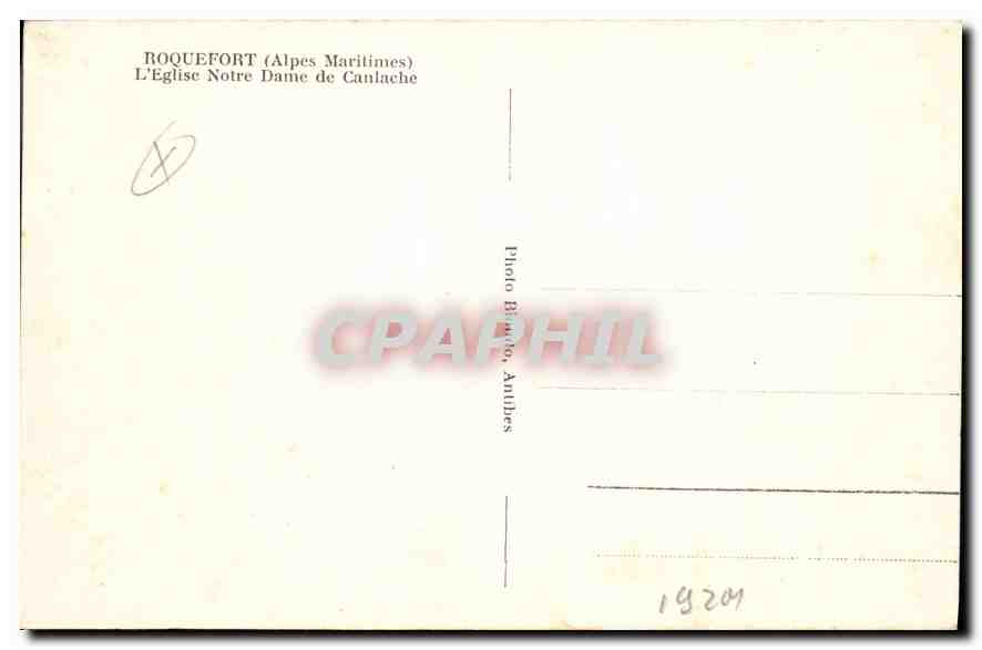 CPA Roquefort Alpes Maritimes L'Eglise Notre Dame de Canlache  — Rückseite