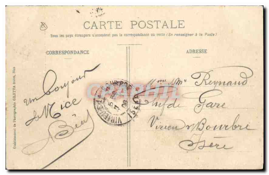 CPA Nice Groupe de Palmiers nouveaux Jardins  — Rückseite