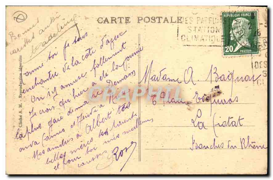 CPA Grasse Route de Saint Vallier Le Chateau d'Eau  — Rückseite