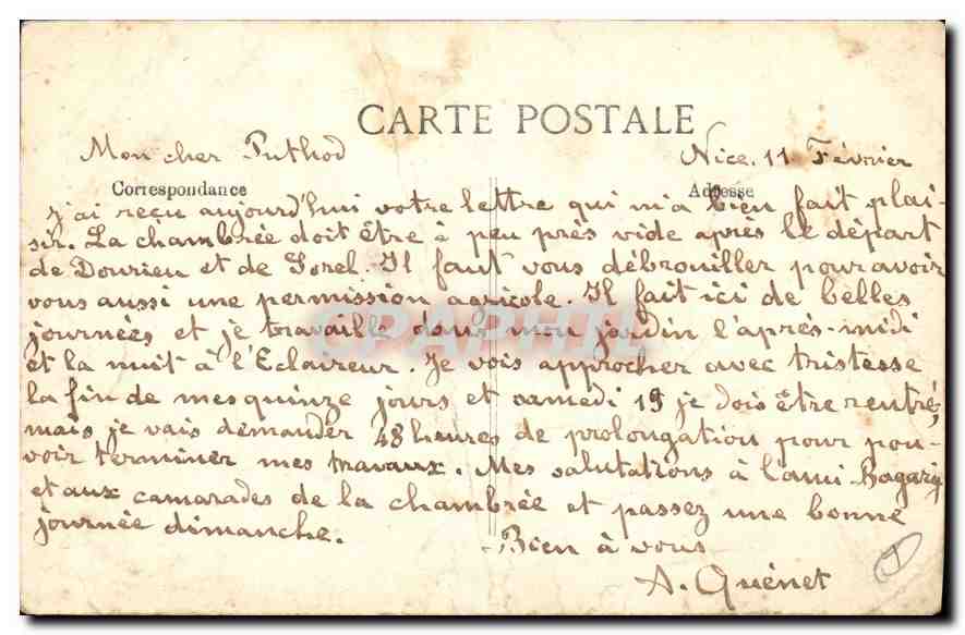CPA Cote d'Azur Nice Un coin du Jardin Public  — Verso