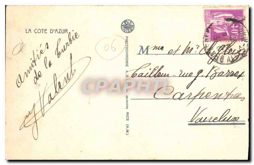 CPA La Turbie A M Vue sur la Tour d'Auguste et le Mont Agel  — Rückseite