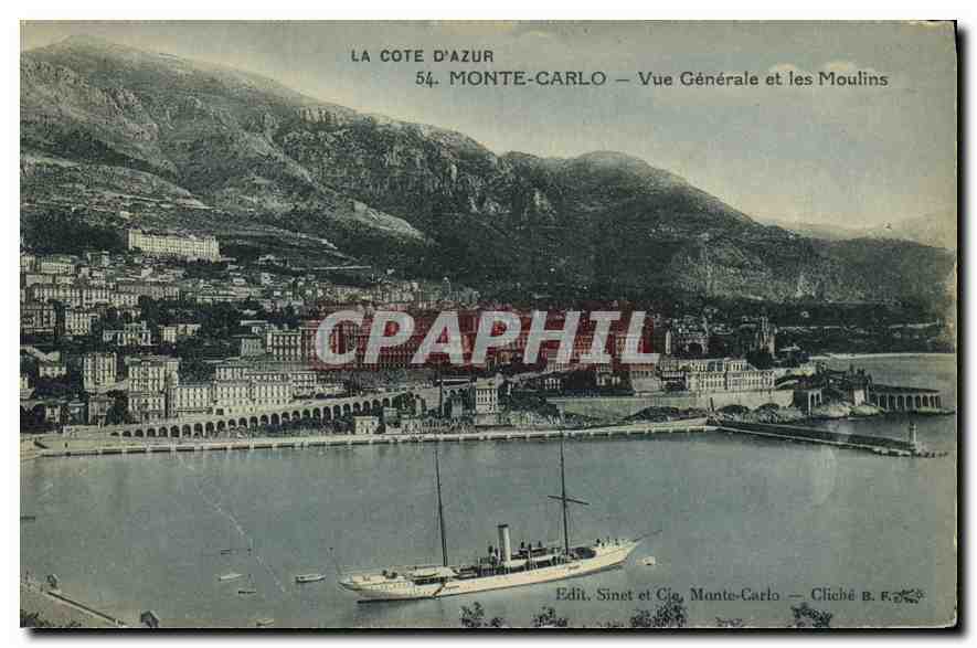 CPA La Cote d'Azur Monte Carlo Vue Generale et les Moulins 