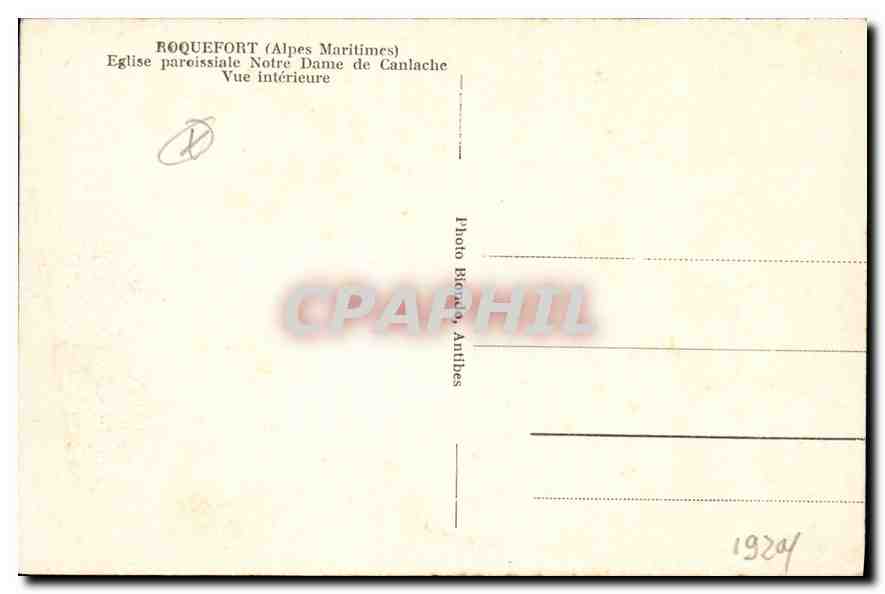 CPA Roquefort Alpes Maritimes Eglise paroissaiale Notre Dame de Canlache Vue interieure  — Back