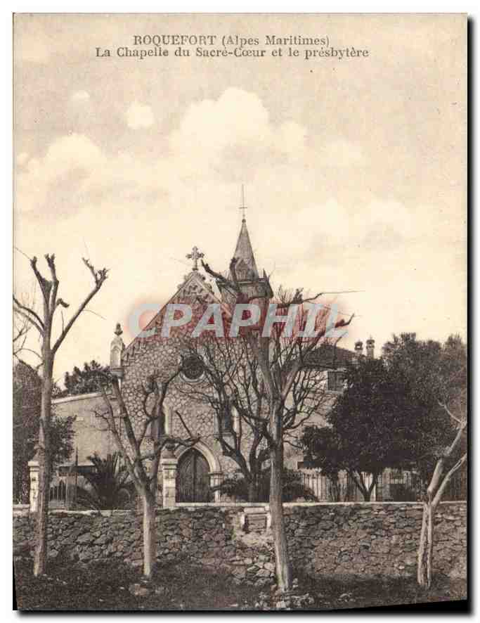 CPA Roquefort Alpes Maritimes La Chapelle su Sacre Coeur et le presbytere 