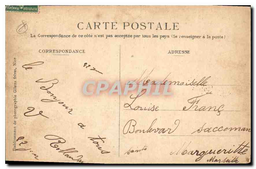 CPA Nice Casino et Jardins des Palmiers  — Rückseite