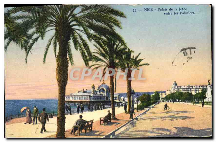 CPA Nice Palais de la Jetee entre les Palmiers 