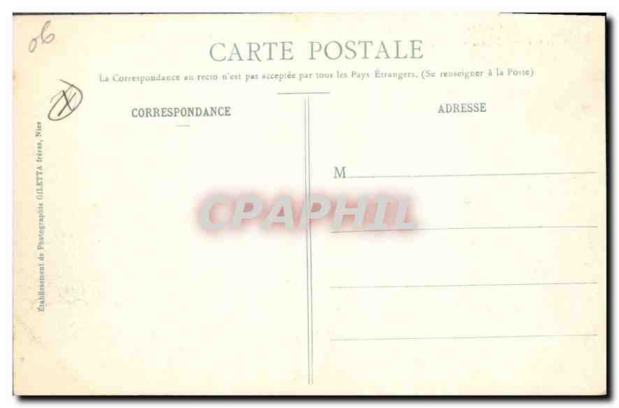 CPA Collestion Artistique Nice Cascade du Chateau  — Rückseite