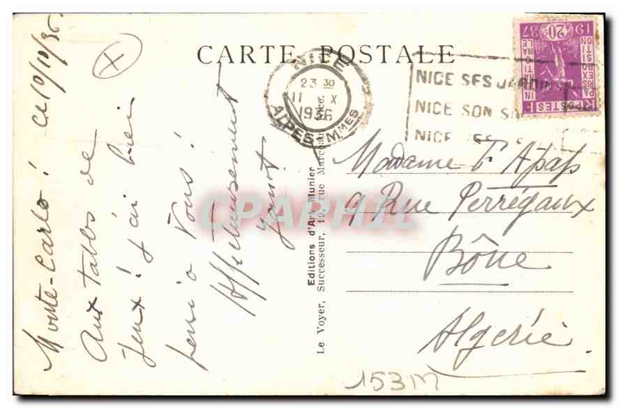 CPA La Cote d'Azur Monte Carlo Le casino et les jardins  — Rückseite