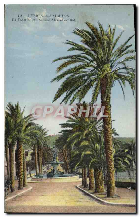 Hyères-les-Palmiers — La Fontaine et l'Avenue Alexis-Godillot — éditeur Hues