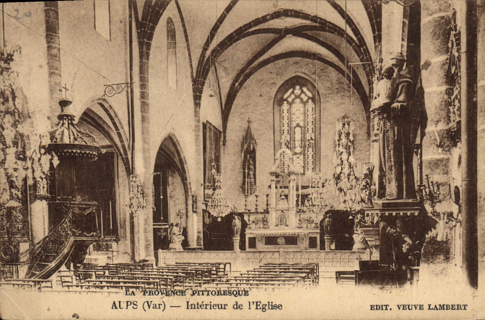 CPA La Provence Pittoresque Aups Var Interieur de l'Eglise 