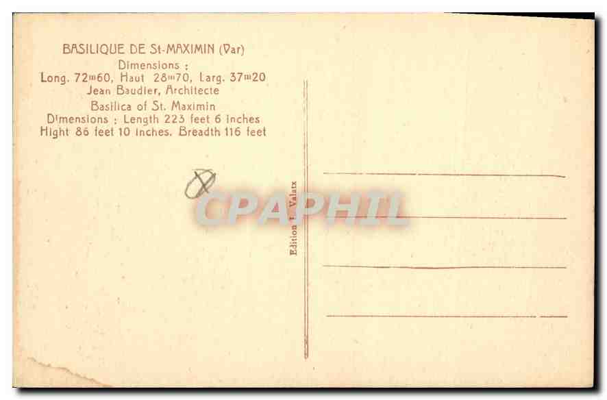 Basilique de Saint-Maximin — Var — Éditions F. Valarx — Verso