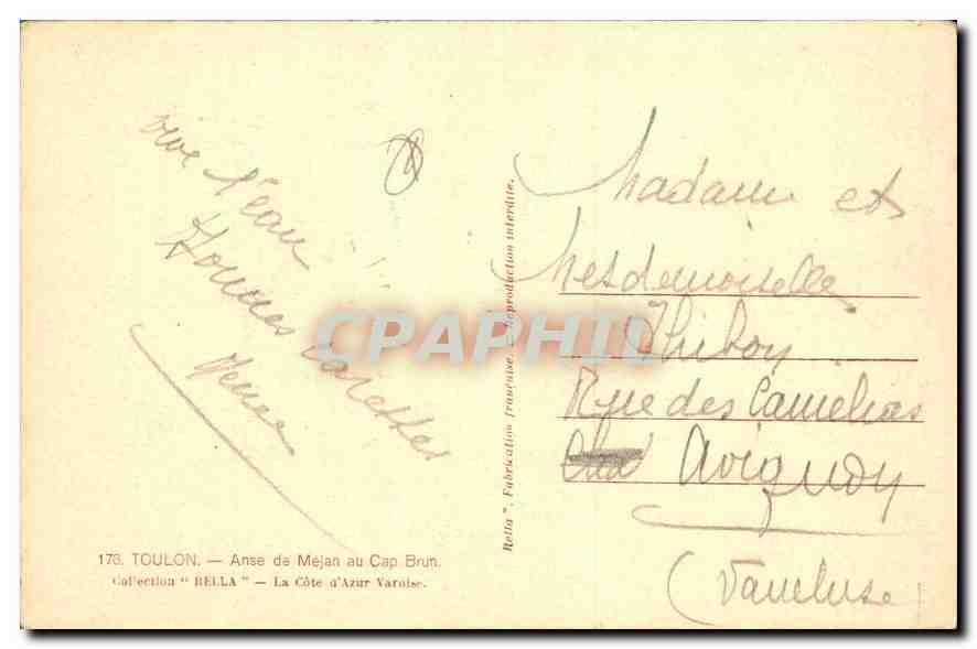 Anse de Méjan am Cap Brun — Toulon — Sammlung 'RELLA' — Die Var-Küste der Côte d'Azur — Rückseite