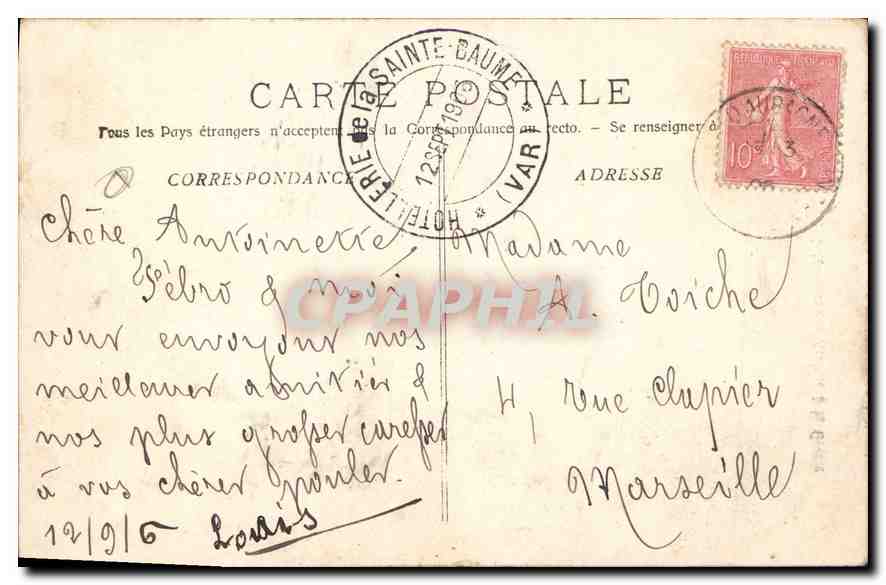CPA La Sainte Baume Arrivee a la Grotte  — Verso