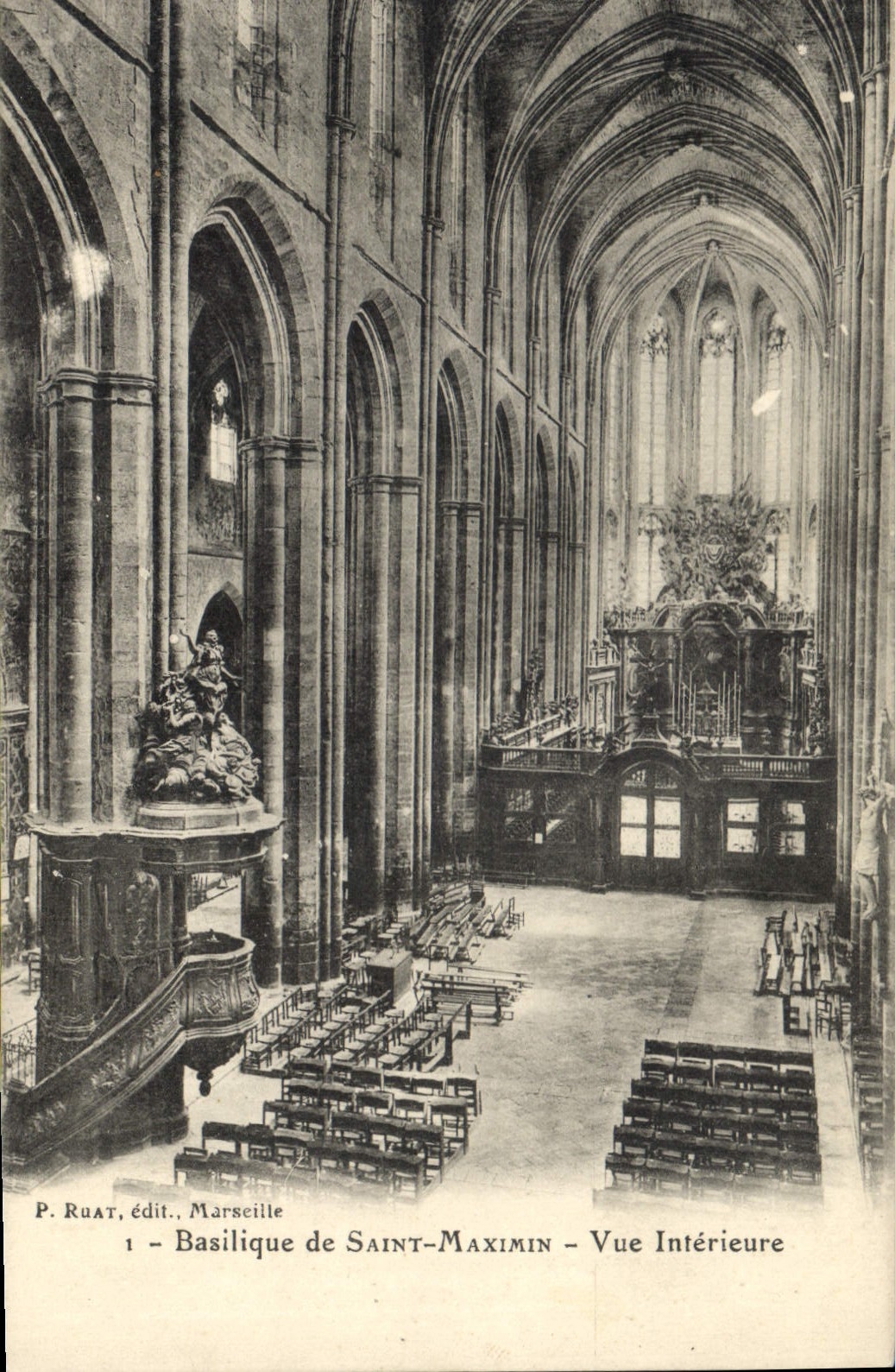Basilique de Saint-Maximin — Vue Intérieure — P. Ruat, édit., Marseille