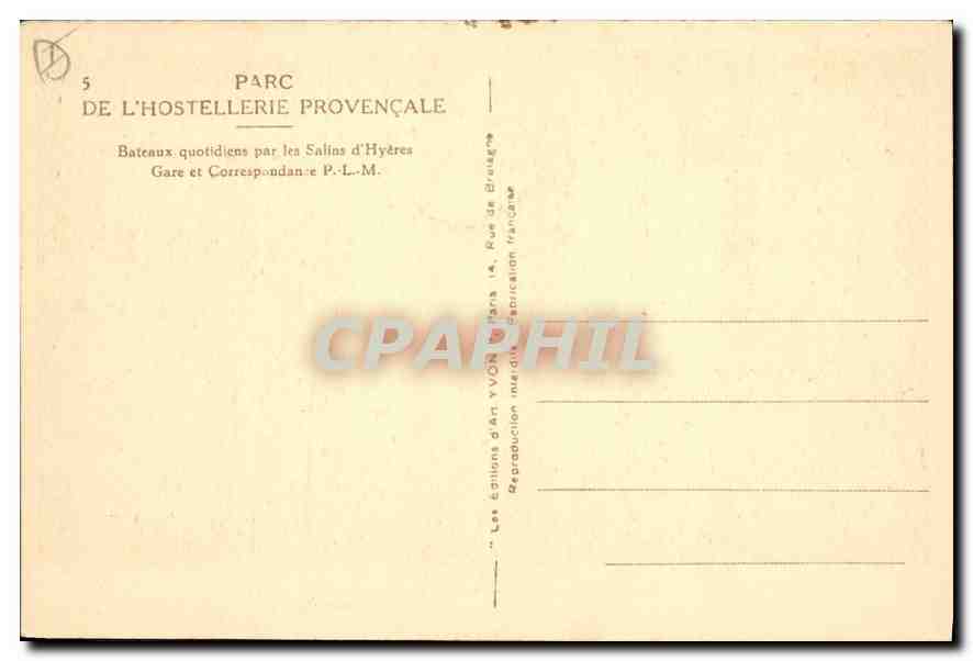 CPA Parc de l'Hostellerie Provencale Ile de Port Cros Var Cloches de Paques  — Rückseite