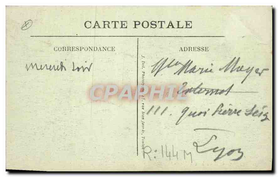 CPA Toulon La baie Mejean  — Verso
